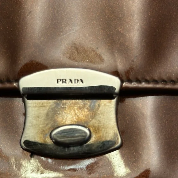 Prada Glossy Brown Leather Clutch - Picture 5 of 5